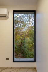 Interior Glass window with nature on the outside
