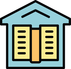 Home book icon outline vector. Read table. Study class color flat
