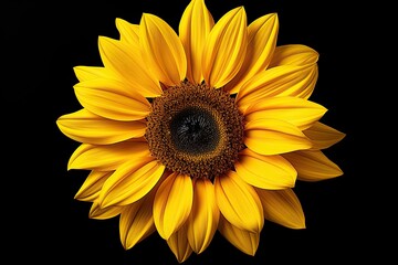 Fototapeta premium Yellow sunflower on isolated on black background