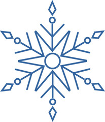 Blue geometric linear snowflake icon