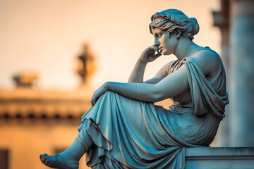 Fototapeta na wymiar Close-up of Ancient Roman Maiden Statue Digital Render