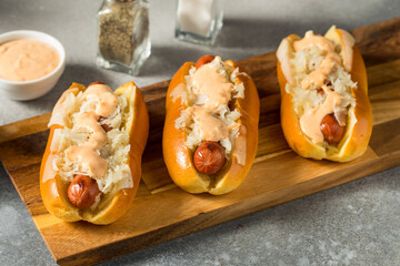 Homemade Kansas City Style Reuben Hot Dog