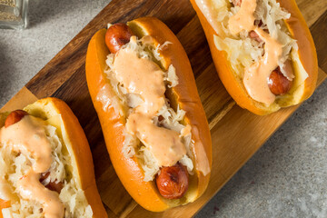 Homemade Kansas City Style Reuben Hot Dog