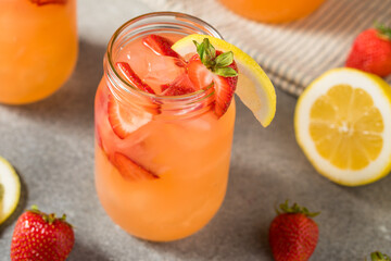 Cold Refreshing Strawberry Lemonade
