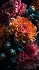 vertical image bright aster flowers, abstract floral background. generated ai