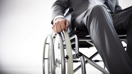 Obraz premium Cropped photo of mature people on wheelchair.
