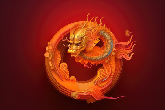  Fantasy Chinese dragon background for new year lunar 2024, generative AI