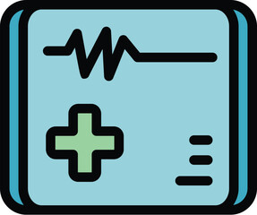 Obraz premium Medical cardiac aid icon outline vector. Heart pulse. Anatomy doctor color flat