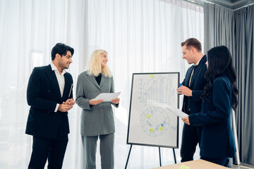 Multiracial business people having meeting and brainstorming discussed about work in conference room in the creative office.