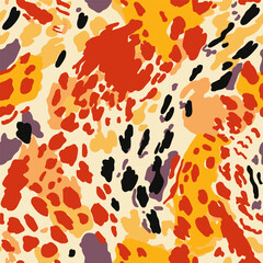 Abstract textured leopard skin seamless pattern. Creative animal fur wallpaper. Wild african cats camouflage background.