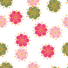 Abstract ethnic bud flower seamless pattern. Stylized floral botanical wallpaper.