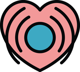 Sonor heart beat icon outline vector. Cardiogram palpitation. Health pulse color flat