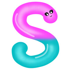 cartoon alphabet  S on transparent background