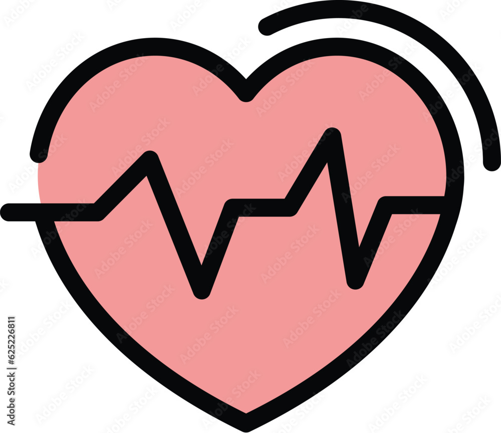 Sticker heart pulse icon outline vector. heartbeat rate. monitor beat color flat - Stickers