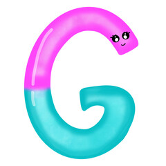 cartoon alphabet  G on transparent background
