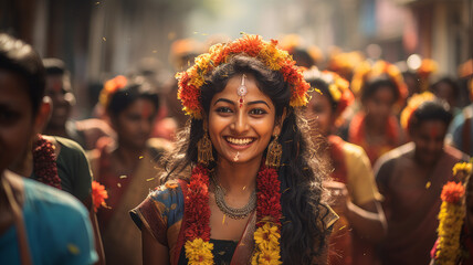 woman at the Telangana festival.
