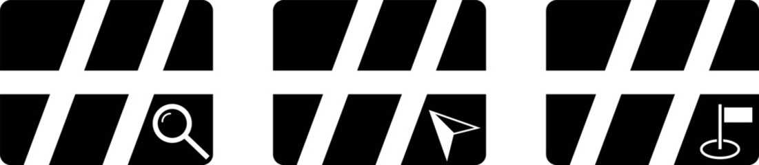 Set of isolated icons collection on a theme map signs ilustration.