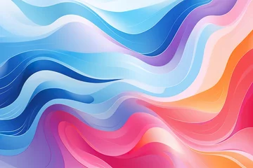 Gordijnen Hand drawn abstract dynamic colorful waves pattern. Collage contemporary print with creative waves pattern with blue and pink colors, abstraction texture. Artistic vertical template for design © Parvez