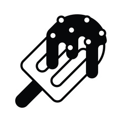 Popsicle with dripping chocolate, vector of chocolate ice cream in trendy style