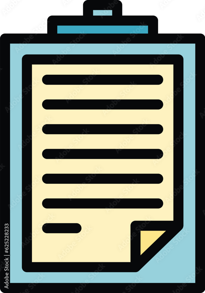 Poster data clipboard icon outline vector. check list. document board color flat