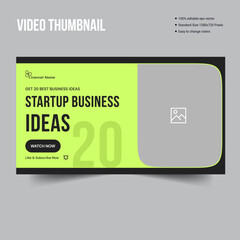 Trendy vector youtube thumbnail banner template design, business idea video cover banner design