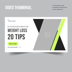 Daily weight loss video cover banner design, customizable youtube thumbnail banner template, vector eps 10 file format