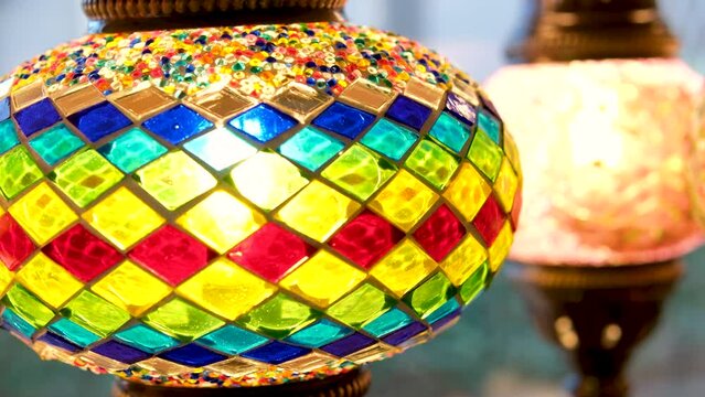 Turkish decorative lamps for sale on Grand Bazaar at Istanbul, Turkey. High quality photo