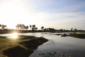 beautiful lake during a sunset
