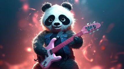 cute panda in punk rock style. Created with Generative AI.