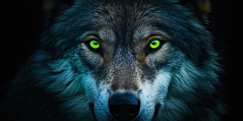 AI Generated. AI Generative. Wild nature creature predator wold face eyes portrait. Wildlife explore outdoor savage dangerous mammal view