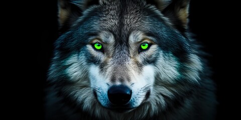 AI Generated. AI Generative. Wild nature creature predator wold face eyes portrait. Wildlife explore outdoor savage dangerous mammal view