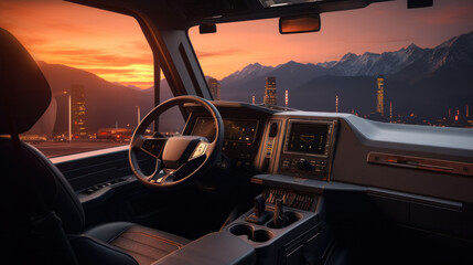 Truck interior dashboard panel.