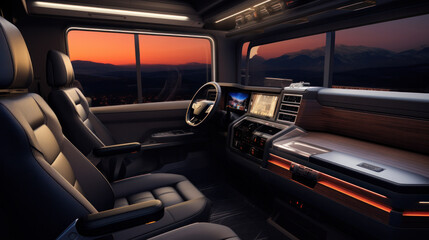Truck interior dashboard panel.