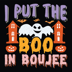 I Put The Boo In Boujee Halloween SVG T-Shirt Design Graphic Halloween T-Shirt