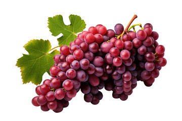 Obraz premium Blue grapes with green leaf isolated on transparent background. Generative Ai