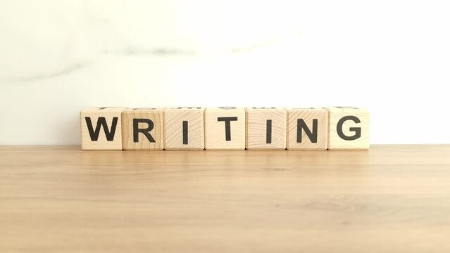 Word writing made from wooden blocks. Education or business concept
