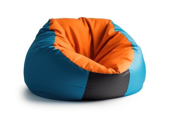 Flexible and adjustable seat multi color beanbag on white background