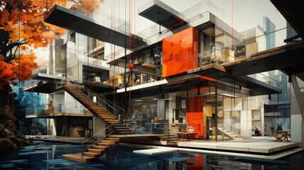 Fototapeta premium When AI hunts architects generative ai