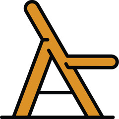 Rest wood chair icon outline vector. Portable folding chair. Camp outdoor color flat