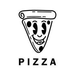 Pizza logo vector illustration, Design element for logo, poster, card, banner, emblem, t shirt. Vector illustration