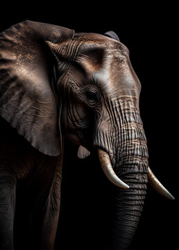 Elephant profile portrait - Generative AI