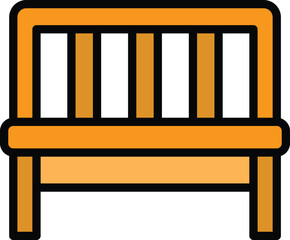 Street bench icon outline vector. Classic park. Wood furniture color flat