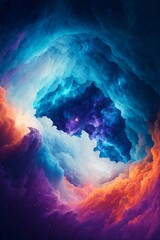 Celestial Dreams: Abstract Watercolor Space Background with Starry Sky and Nebulous Gas Clouds