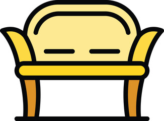 Garden sofa icon outline vector. Chair furniture. Terrace porch color flat
