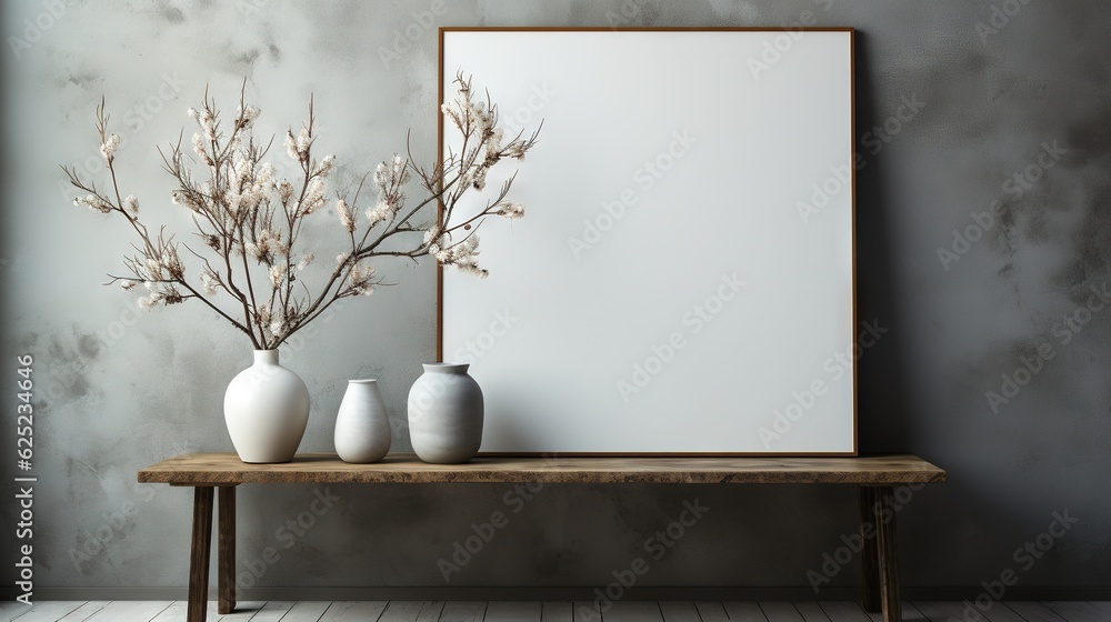 Poster three vases with flowers in them sit on a table. generative ai