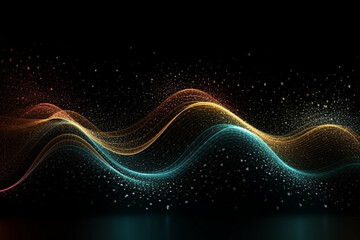 Abstract colorful glitters background with wave