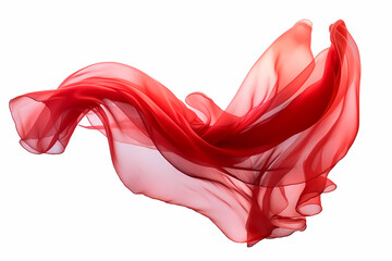 Smooth elegant red satin isolated on white background. Generative Ai.