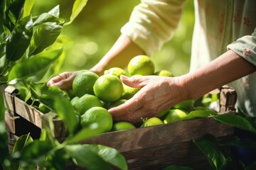 Close-Up Hand Harvesting Lime