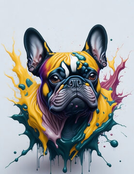 recommend clip art: French Bulldog Dog white background Splash Art 1