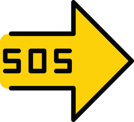 Sos arrow icon outline vector. Emergency call. Button sign color flat